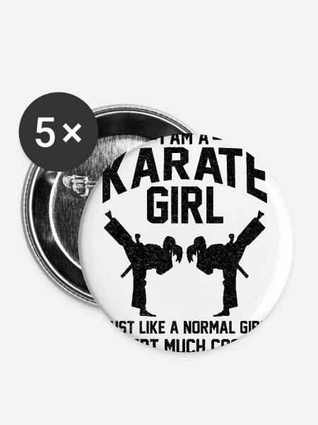 Karate Mädchen Geschenk - Buttons klein 25 mm (5er Pack) - Weiß