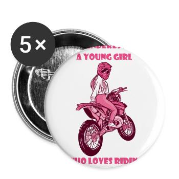 Motorrad Frauen Moped Mädchen Mofa Geschenk Bike - Buttons klein 25 mm (5er Pack) - Weiß - Vorne