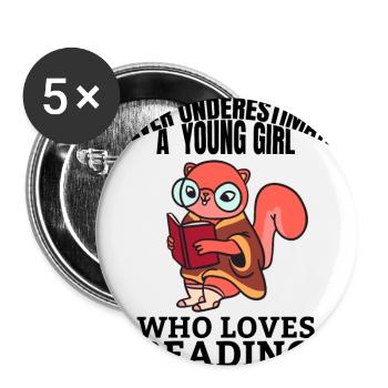 Reading Books Book Lover Book Girl Reader - Buttons small 1''/25 mm (5-pack) - white - Front