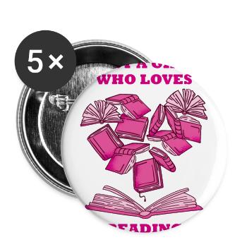 Reading Books Book Lover Book Girl Reader - Buttons small 1''/25 mm (5-pack) - white - Front