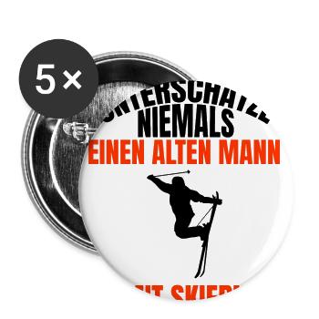 Ski fahren Spruch Skier Skifahren Vater Skifahrer - Buttons klein 25 mm (5er Pack) - Weiß - Vorne