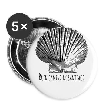 Jakobsmuschel Buen Camino De Santiago - Buttons klein 25 mm (5er Pack) - Weiß - Vorne