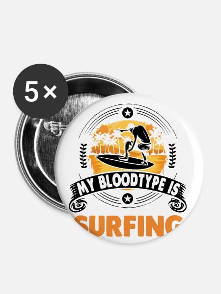 Surfen Surf Surfer Geschenk - Buttons klein 25 mm (5er Pack) - Weiß