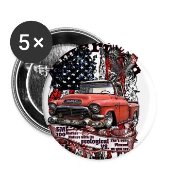 American GMC V8 ökologischer Power Pick-up - Buttons klein 25 mm (5er Pack) - Weiß - Vorne