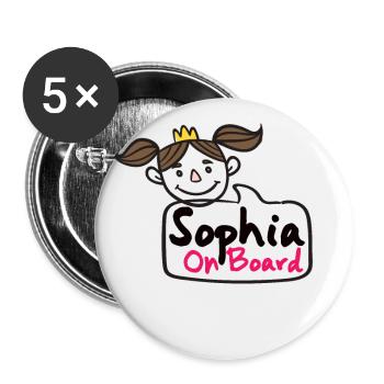 Sophia à bord - Lot de 5 petits badges (25 mm) - blanc - Devant