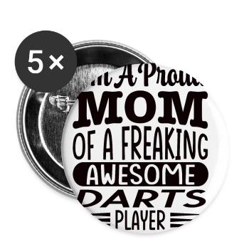 Mom Of A Freaking Awesome Darts Player - Buttons klein 25 mm (5er Pack) - Weiß - Vorne