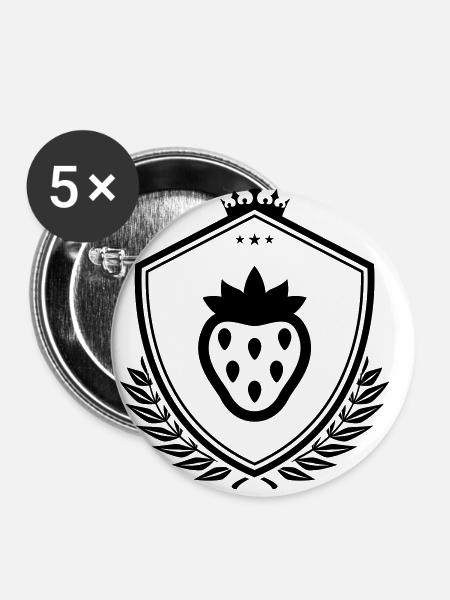 Erdbeere schild - Buttons klein 25 mm (5er Pack) - Weiß