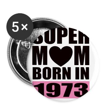Maman Anniversaire Née en 1973 - Lot de 5 petits badges (25 mm) - blanc - Devant