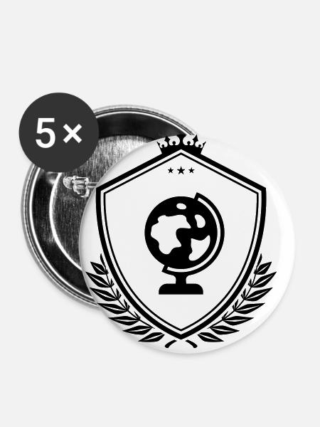 Globus symbol wappen - Buttons klein 25 mm (5er Pack) - Weiß