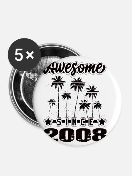 Awesome Since 2008 - Buttons klein 25 mm (5er Pack) - Weiß