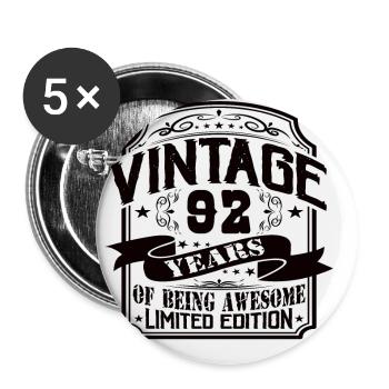 Vintage 92 Years of Being Awesome 92 Birthday - Buttons small 1''/25 mm (5-pack) - white - Front