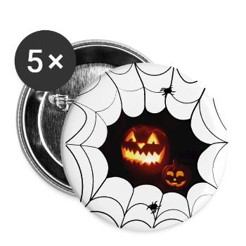 Luminous pumpkin smiling pumpkin - Buttons small 1''/25 mm (5-pack) - white - Front