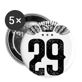 29 Zahl Krone - Buttons klein 25 mm (5er Pack) - Weiß - Vorne