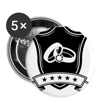 Anneaux de mariage Armoiries de mariage - Lot de 5 petits badges (25 mm) - blanc - Devant