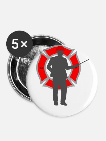 Feuerwehrmann - Buttons klein 25 mm (5er Pack) - Weiß