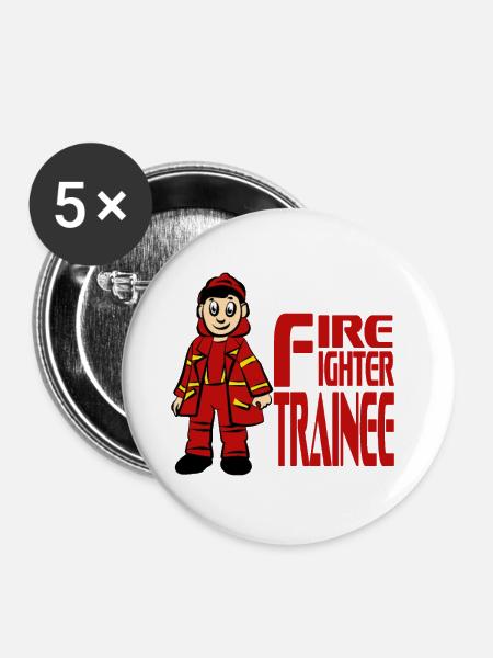 Feuerwehrmann - Buttons klein 25 mm (5er Pack) - Weiß