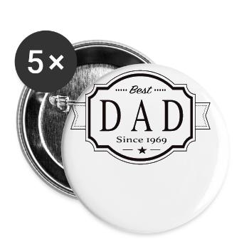 Best dad since 1969 - Buttons small 1''/25 mm (5-pack) - white - Front