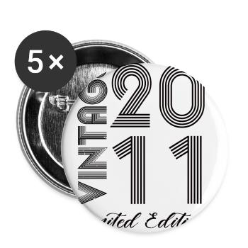 Millésime 2011 Vintage Anniversaire Rétro Vintage - Lot de 5 petits badges (25 mm) - blanc - Devant