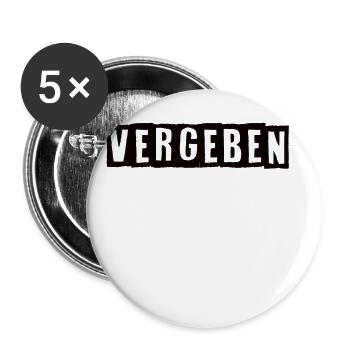 Vergeben - Buttons klein 25 mm (5er Pack) - Weiß - Vorne