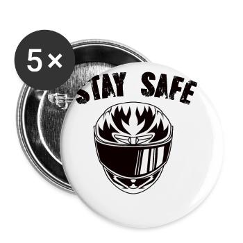 Motorrad Motorradhelm Stay Safe - Buttons klein 25 mm (5er Pack) - Weiß - Vorne
