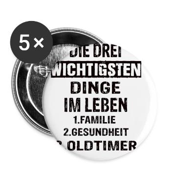 Oldtimer - Buttons klein 25 mm (5er Pack) - Weiß - Vorne