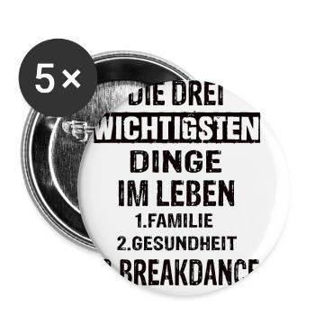 Breakdance - Buttons klein 25 mm (5er Pack) - Weiß - Vorne