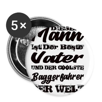 Baggerfahrer - Buttons klein 25 mm (5er Pack) - Weiß - Vorne