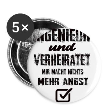 Ingenieur und Verheiratet - Buttons klein 25 mm (5er Pack) - Weiß - Vorne
