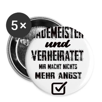 Bademeister und Verheiratet - Buttons klein 25 mm (5er Pack) - Weiß - Vorne