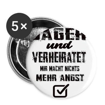 Jäger und Verheiratet - Buttons klein 25 mm (5er Pack) - Weiß - Vorne