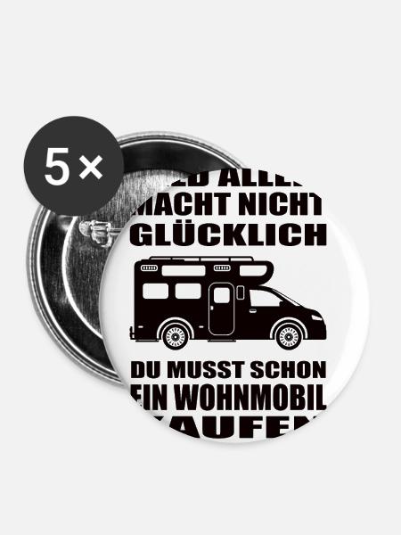 Wohnmobil - Buttons klein 25 mm (5er Pack) - Weiß