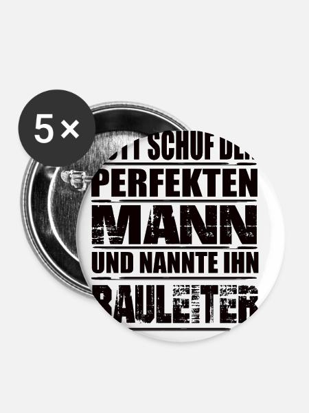 Bauleiter - Buttons klein 25 mm (5er Pack) - Weiß