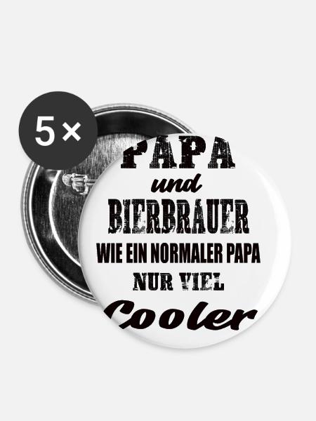 Papa und Bierbrauer - Buttons klein 25 mm (5er Pack) - Weiß