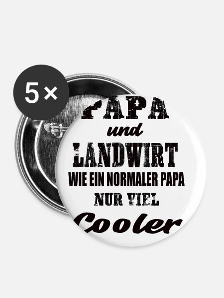 Papa und Landwirt - Buttons klein 25 mm (5er Pack) - Weiß