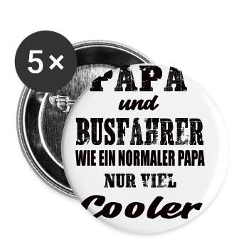 Papa und Busfahrer - Buttons klein 25 mm (5er Pack) - Weiß - Vorne