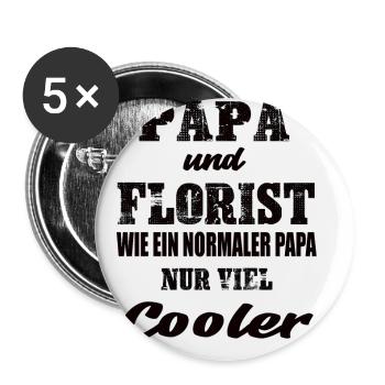 Papa und Florist - Buttons klein 25 mm (5er Pack) - Weiß - Vorne