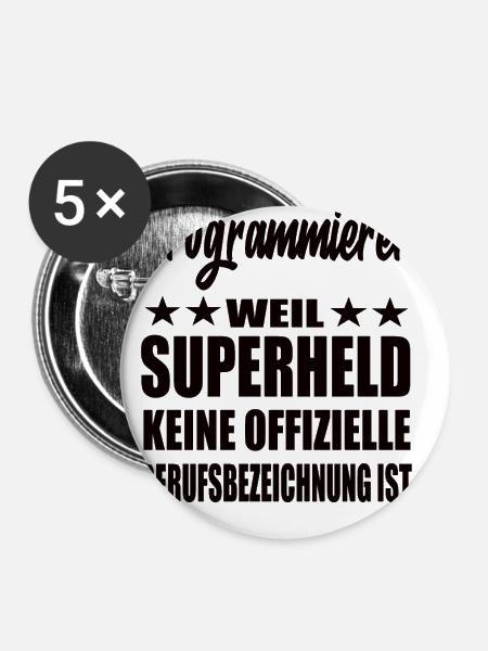 Programmierer Superheld Spruch - Buttons klein 25 mm (5er Pack) - Weiß