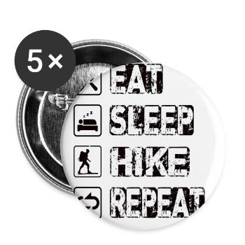 Manger dormir Randonnée Répéter - Lot de 5 petits badges (25 mm) - blanc - Devant