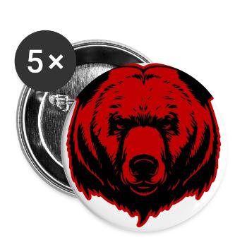 Bär Grizzly Kopf - Buttons klein 25 mm (5er Pack) - Weiß - Vorne