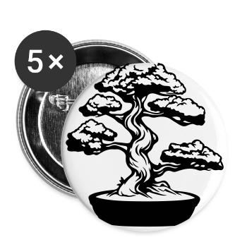 Baum Bonsai Symbol - Buttons klein 25 mm (5er Pack) - Weiß - Vorne