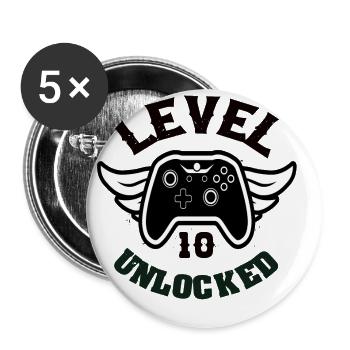 Level 10 Unlocked 10 Geburtstag - Buttons klein 25 mm (5er Pack) - Weiß - Vorne