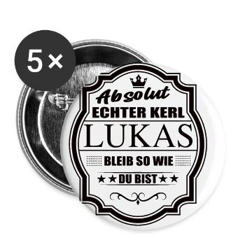 Absolut Echter Kerl Lukas Bleib So Wie Du Bist - Buttons klein 25 mm (5er Pack) - Weiß - Vorne