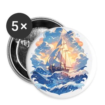 Sailing, sailboat, regatta, sailing, sea, sailing - Buttons small 1''/25 mm (5-pack) - white - Front