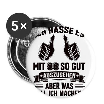 96 Geburtstag 96 Jahre 96 Lebensjahr 96 Lebenalter - Buttons klein 25 mm (5er Pack) - Weiß - Vorne