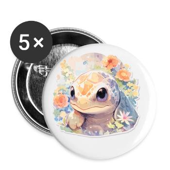 Schildkröte Echse Schildkröte Baby Schildkröten - Buttons klein 25 mm (5er Pack) - Weiß - Vorne