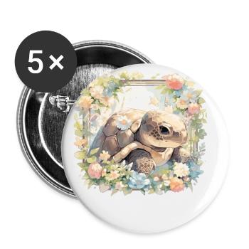 Tortue Lézard Tortue Bébés Tortues - Lot de 5 petits badges (25 mm) - blanc - Devant