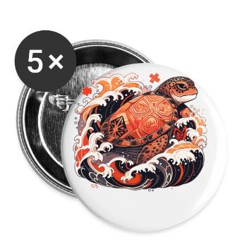 Tortue - Lot de 5 petits badges (25 mm) - blanc - Devant