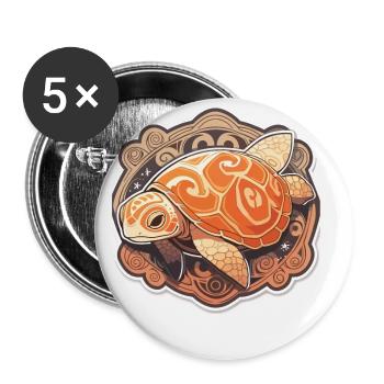 Tortue - Lot de 5 petits badges (25 mm) - blanc - Devant