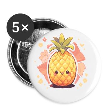 Ananas Plante Ananas Fruit Fruit - Lot de 5 petits badges (25 mm) - blanc - Devant