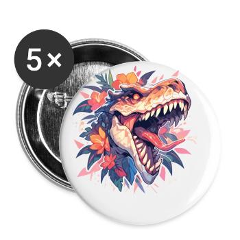 Dinosaurier Trex Dinos Dinosaurus Dino Baby - Buttons klein 25 mm (5er Pack) - Weiß - Vorne